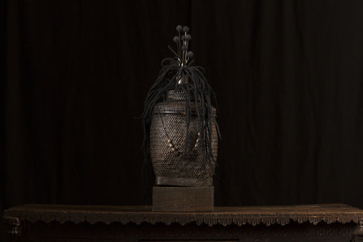 Woven Lidded Basket Philippines + Bodhi Seed Necklace