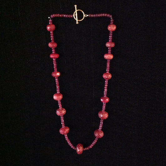 Large Ruby Faceted Rondelles and Spacers
