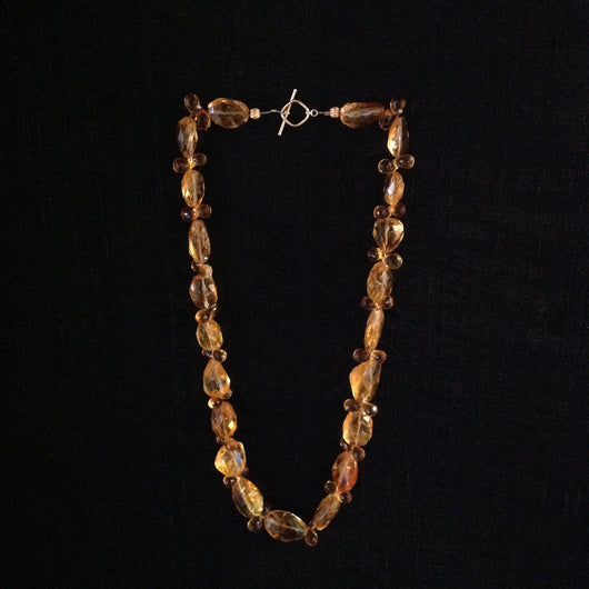 Citrine Faceted Briolettes and Ovals 14k Gold