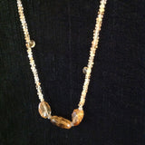 Citrine Nuggets Grey Diamond Necklace