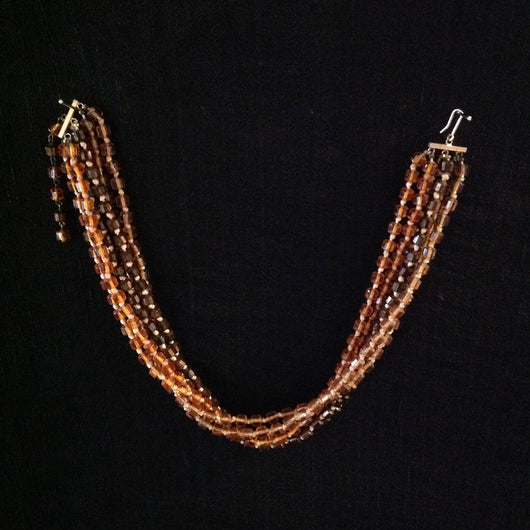 Glass Faceted Beads Amber Orange Brown