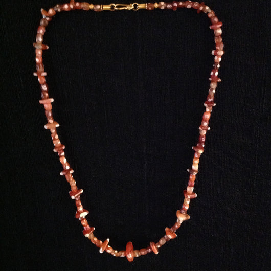 Carnelian Barrels and Chips 24k Gold Clasp
