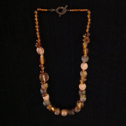 African Glass Trade Beads Amber Almost Rounds Necklace