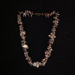 Iridized Black Pearl Flakes and Rock Crystals