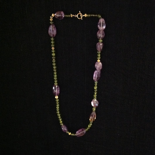 Amethyst Oval and Peridot Necklace