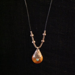 Sterling and Amber Trade Bead Necklace
