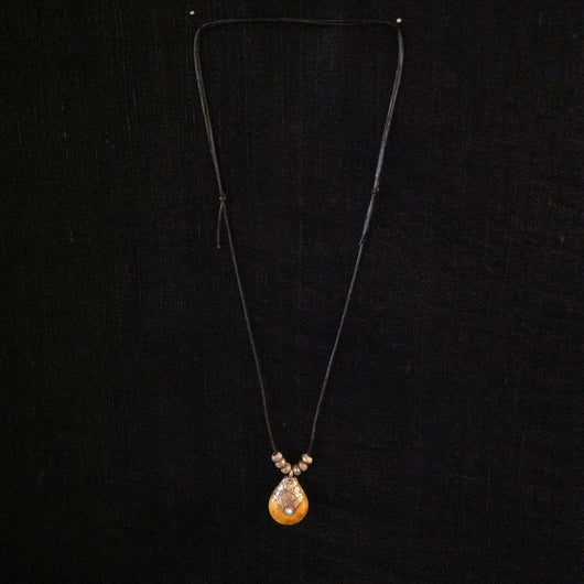 Sterling and Amber Trade Bead Necklace