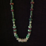 African Trade Beads Green Blue Amber Color Glass