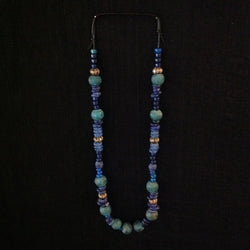 Sterling African Trade Beads Blue Green Glass