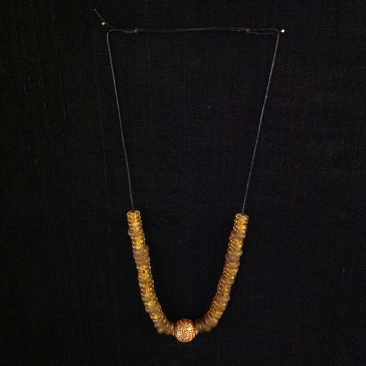 African Beads Sterling 24k Gold Bead Necklace
