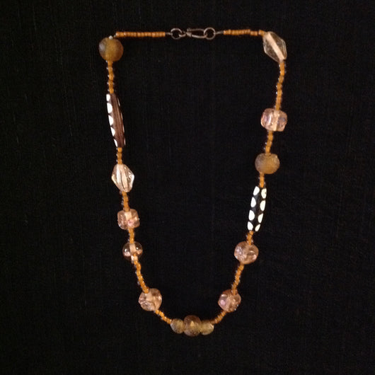 Murano Glass Beads Spotted Bone Amber Glass