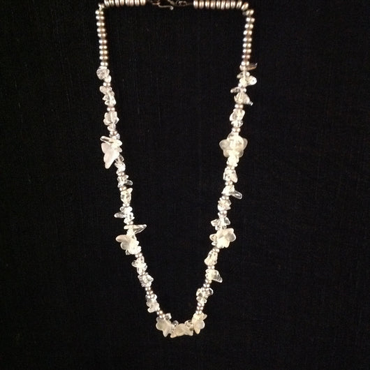 Sterling Crystal Flowers Chips Necklace
