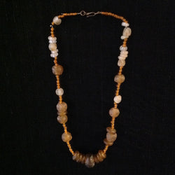 African Amber Colored Trade Bead Necklace