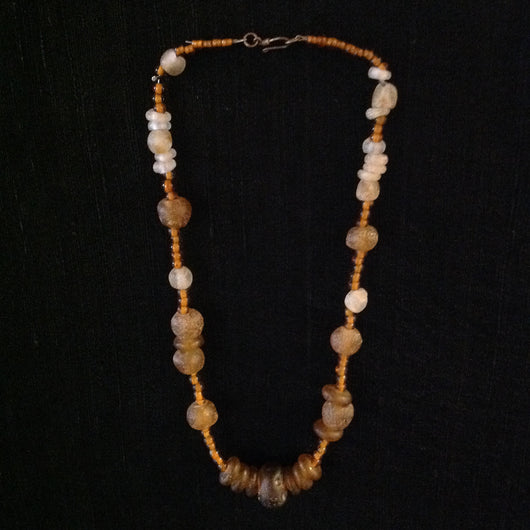 African Amber Colored Trade Bead Necklace
