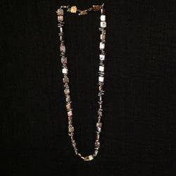 Metallic Gray Square Pearl Necklace