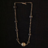 African Sterling Bead Pyrite Lava Rock Necklace