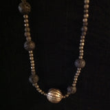 African Sterling Bead Pyrite Lava Rock Necklace