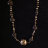 African Sterling Bead Pyrite Lava Rock Necklace