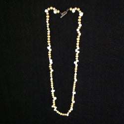 Gold and White Cultured Pearl Necklace