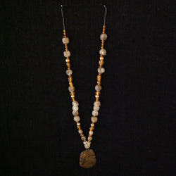 African Glass Trade Beads Jade Pendant Necklace