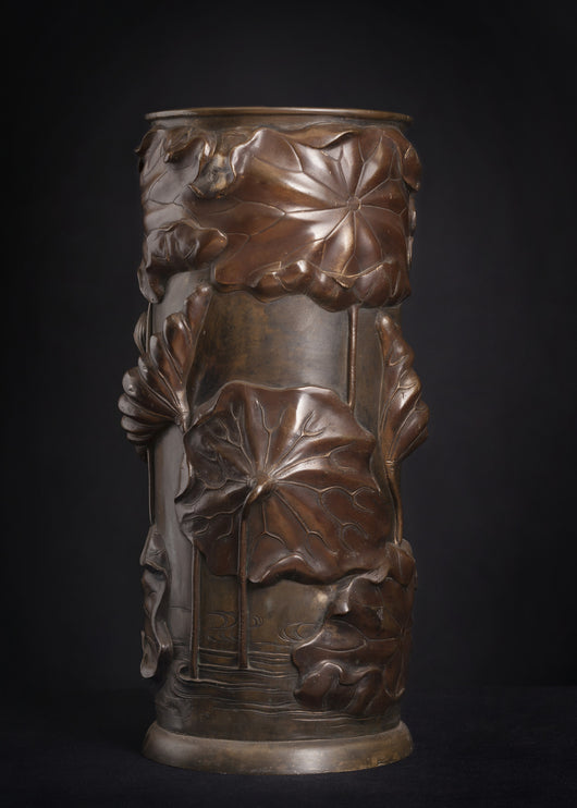 Bronze Oriental Lily Umbrella Stand