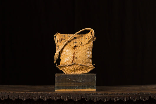 Small Camel Studded Alligator Bag