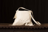 Cream Leather Bag with Rhinestone Fringe