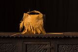 Golden Yellow Leather Bag with Rhinestone