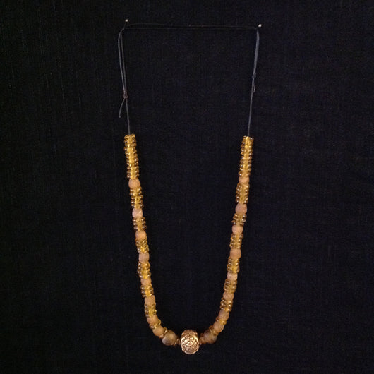 African Beads Sterling 24k Gold Bead Necklace