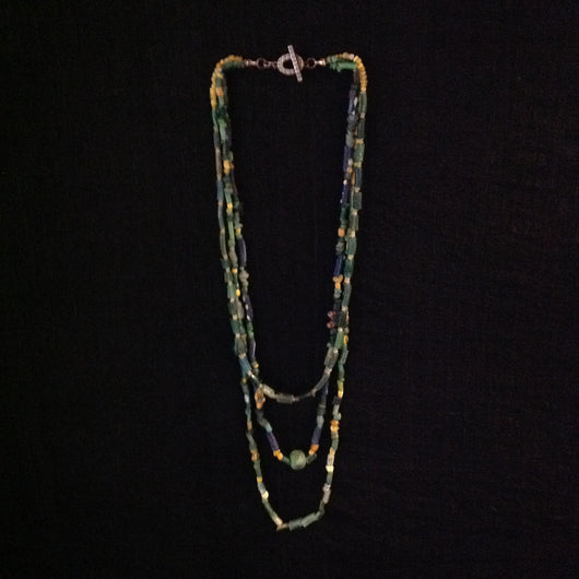 Ancient Roman Beads 3 Strand Necklace