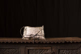 Gold Metallic Black Leather Bag & Inside Pouch