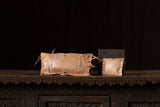 Tan Metallic Leather Clutch Studded
