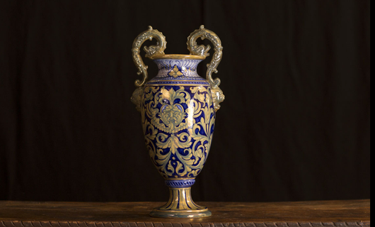 Antique Italian Lustre Vase Urn Signed